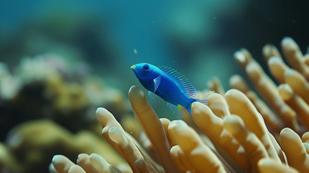 A blue fish among coralsの素材