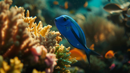 A blue fish among coralsの素材