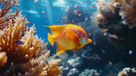 A goldfish in coral reefsの素材