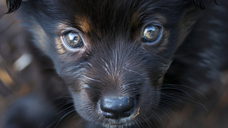 An adorable puppy, macro portraitの素材