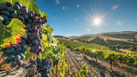 Ripe grapes in a fieldの素材