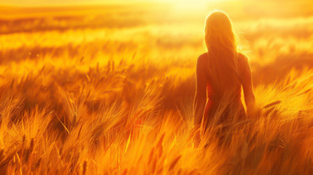 A girl in golden wheat woolの素材
