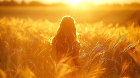 A girl in golden wheat woolの素材