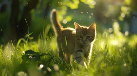 A cat in the grassの素材