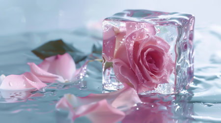 A rose in a frozen ice cubeの素材