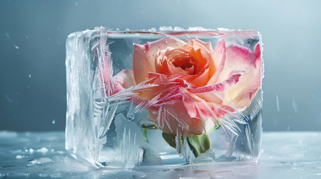 A rose in a frozen ice cubeの素材