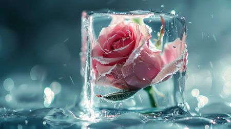 A rose in a frozen ice cubeの素材