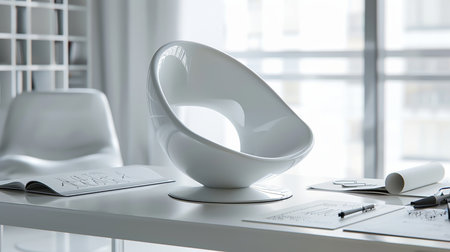 Model of a chair on a designer's tableの素材