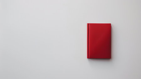 A notebook with a red cover on a white backgroundの素材
