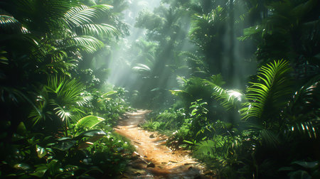 A path through a tropical forestの素材