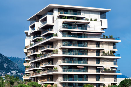 a modern building architecture on french rivieraの写真素材