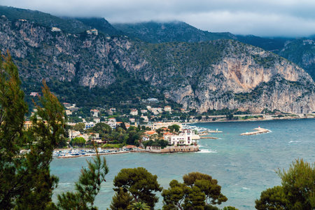 Beaulieu sur Mer, Cote D'Azure France. Aerial sea view idyllic beauty natureの写真素材