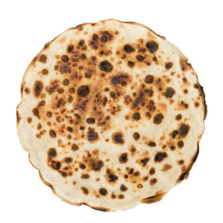 One round pancake isolated on white backgroundの写真素材