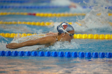 BUDAPEST, AUGUST 14: Caterina Giacchetti  (Italy) at European Swimming Championships LEN 2010 on August 14, 2010, in Budapestのeditorial素材