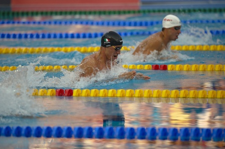 BUDAPEST, AUGUST 14: Fabio Scozzoli (Italy) at European Swimming Championships LEN 2010 on August 14, 2010, in Budapestのeditorial素材