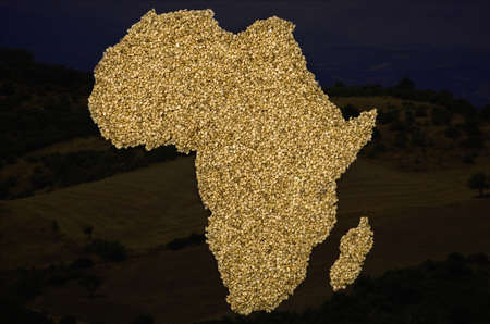 African Map with beansの写真素材