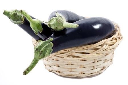 eggplant or aubergine vegetable on white backgroundの写真素材