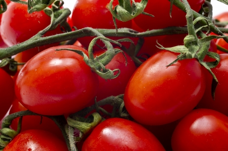 Several small cherry tomatoes close upの写真素材