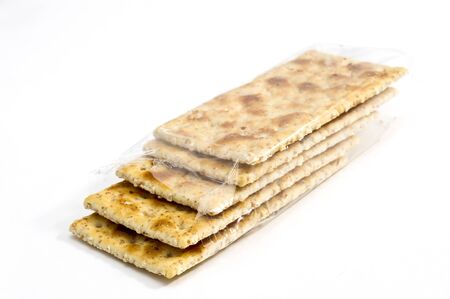 Integral crackers isolated on white backgroundの写真素材