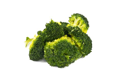 green cooked broccoli in white backgroundの写真素材