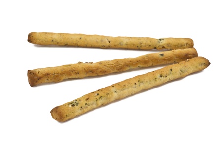 some italian grissini sticks isolated on white backgroundの写真素材