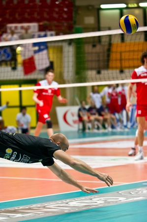 MILAN, ITALY - APRIL, 10  M  Fabroni   VOlley Corigliano      in A2M PLAY - OFF Vero Volley Monza -  Corigliano on April 10, 2013 in Milan, Italyのeditorial素材