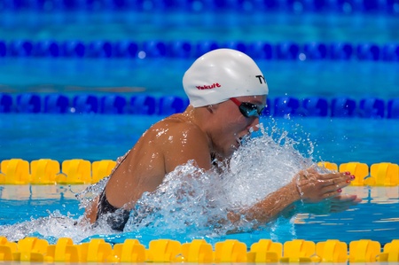 BARCELONA - August 1,   Rikke Moller Pedersen   Denmark   in action during Barcelona FINA World Swimming Championships on August 1, 2013 in Barcelona, Spainのeditorial素材