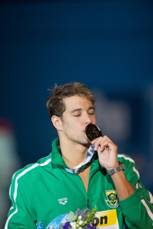 BARCELONA - AUGUST  3 Ã¬ Chad Le Clos   RSA  in  Barcelona FINA World Swimming Championships on August 3, 2013 in Barcelona, Spainのeditorial素材