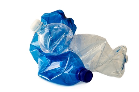 Plastic bottles isolated on white backgroundの写真素材