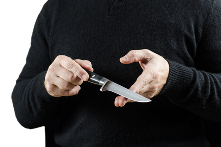 man with a knifeの写真素材