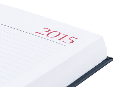 2015 notebook on white background close-up