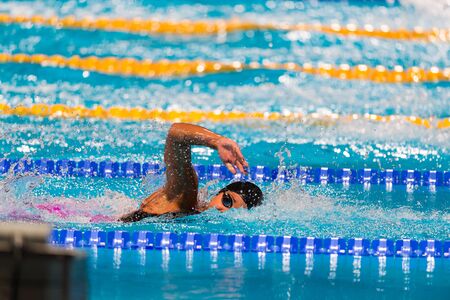 Frestyle swimming race in swimming poolのeditorial素材