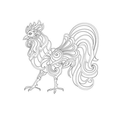 ?ontour cock. Hand drawn sketch for adult anti stress coloring page.のイラスト素材