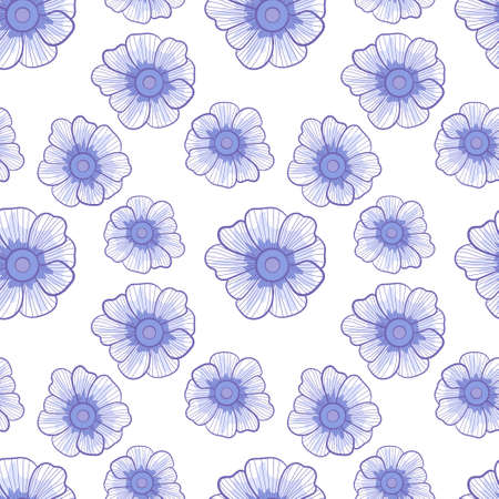 Floral seamless pattern. Hand drawn vector illustration of flowers.のイラスト素材