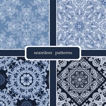 set of four floral seamless patterns.のイラスト素材