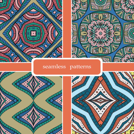 set of four floral seamless patterns.のイラスト素材