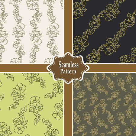 set of four floral seamless patterns.のイラスト素材