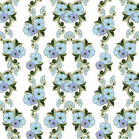 Floral seamless pattern. Hand drawn vector illustration of flowers.のイラスト素材