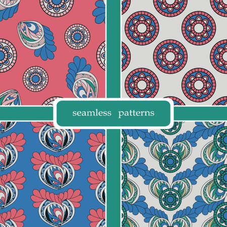 set of four floral seamless patterns.のイラスト素材