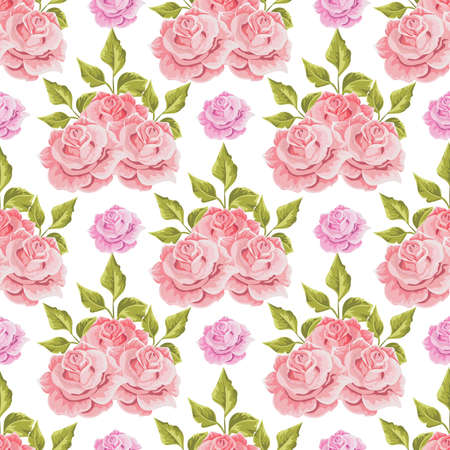 Floral pattern with soft blue bouquets of flowers.のイラスト素材