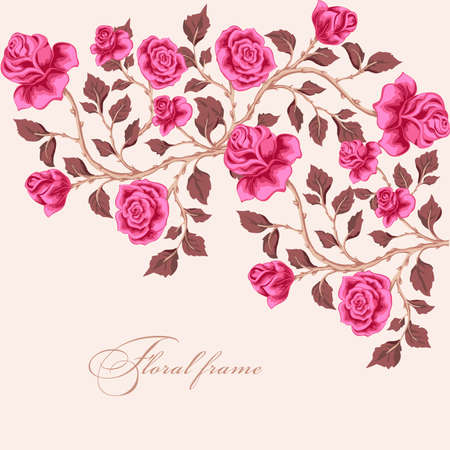 Greeting card with bouquet flowers for wedding, birthday and other holidays. Vector floral angle.のイラスト素材