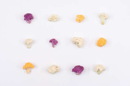 Cauliflower pattern top view on white backgroundの写真素材