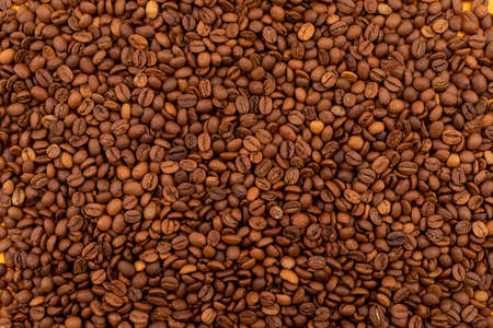 Brown coffee beans pattern backgroundの写真素材