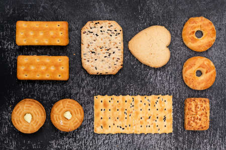 Top view different shaped cookiesの写真素材