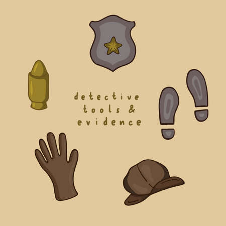 Detective Tools and Evidence Symbol. Social Media Post. Vector Illustration.のイラスト素材