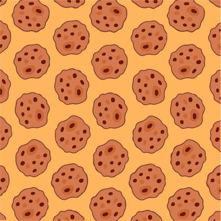 Chocolate Chip Cookies Pattern Background. Social Media Post. Delicious Food Vector Illustration.