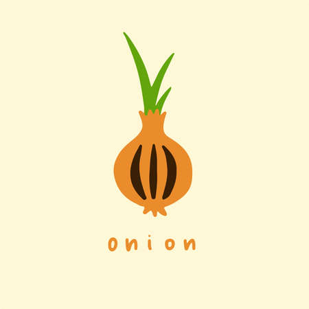 Onion Symbol. Social Media Post. Vegetable Vector Illustration.のイラスト素材