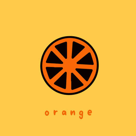 Orange Slice Symbol. Social Media Post. Fruit Vector Illustration.のイラスト素材