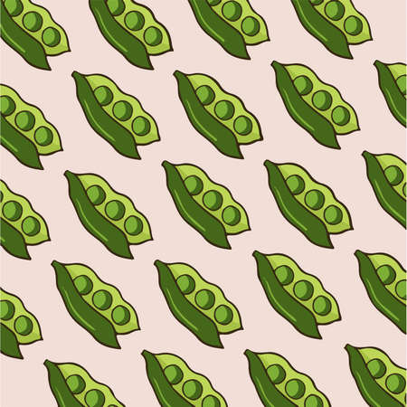 Pea Pattern Background. Social Media Post. Vegetable Vector Illustration.のイラスト素材