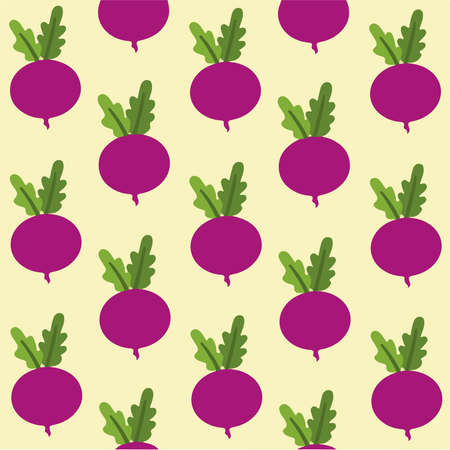 Purple Radish Pattern Background. Social Media Post. Vegetable Vector Illustration.のイラスト素材